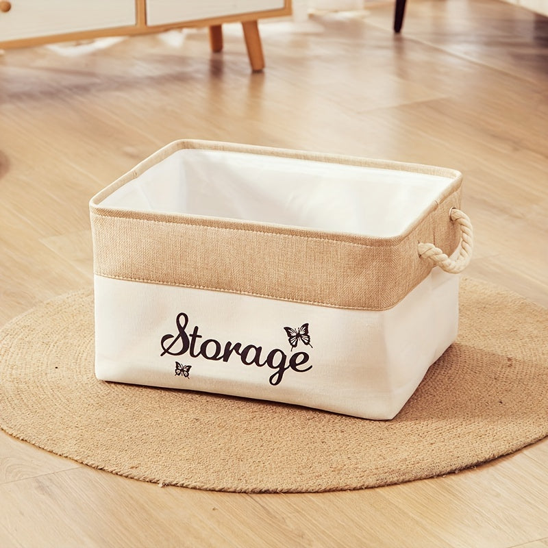 Handwoven Storage Basket Linen With Handle Clothing Storage