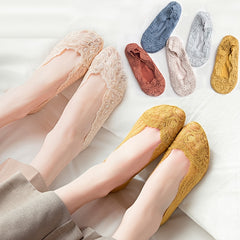 10 Pairs Lace Solid Non Slip Ankle Socks Women's Stockings