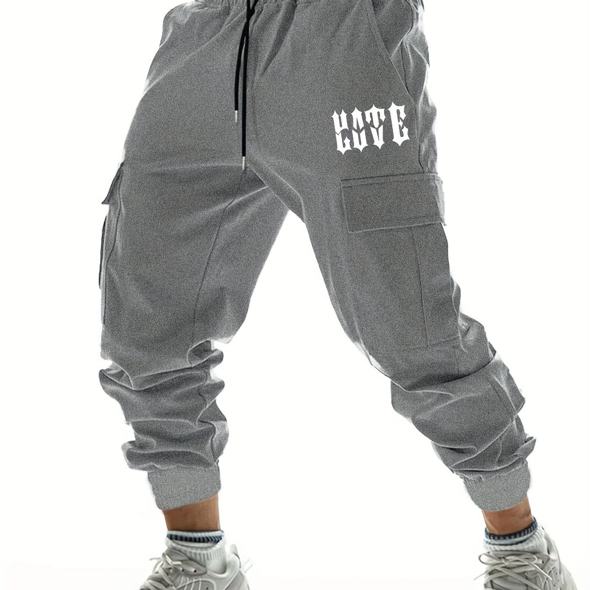 Letter Print Pattern Casual Cargo Pants Men s Joggers For Outdoor