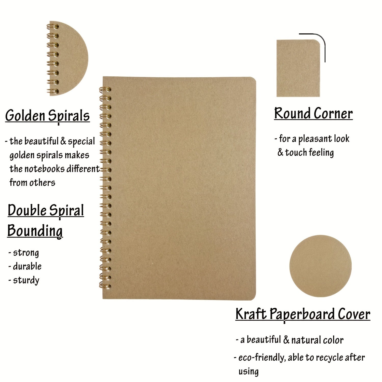 2pcs A5 Graph Paper Spiral Notebook Hard Cover 100 Pages 100g Acid Paper