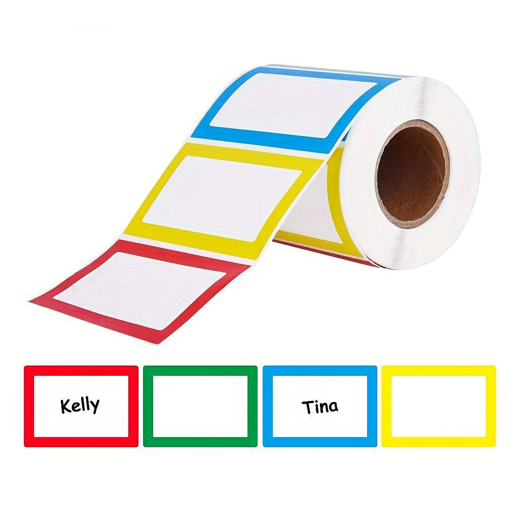 Colorful Border Name Label Stickers for School Office and Party - 150/300pcs