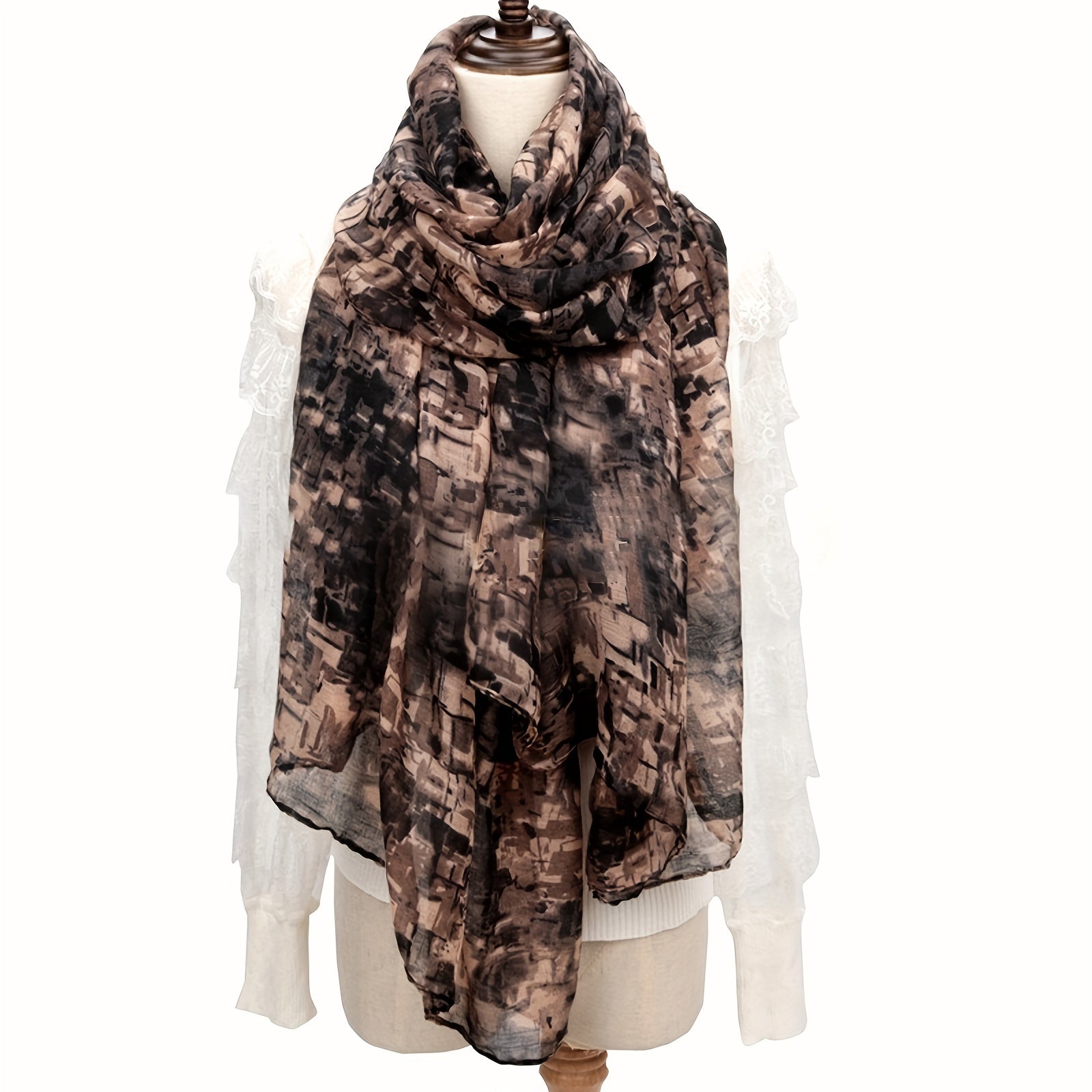 Women's Warm Scarf Long Shawl Linen Feel Light Soft Beach Towel Travel