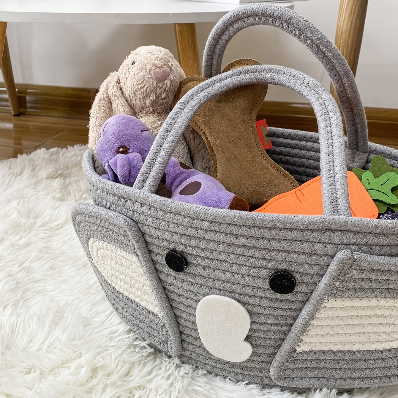Elephant Themed Diaper Storage Basket Durable Polyester