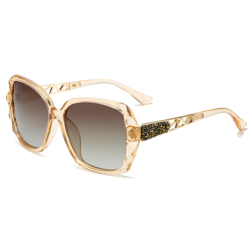Oversized Polarized Sunglasses Women Rhinestone UV Protection
