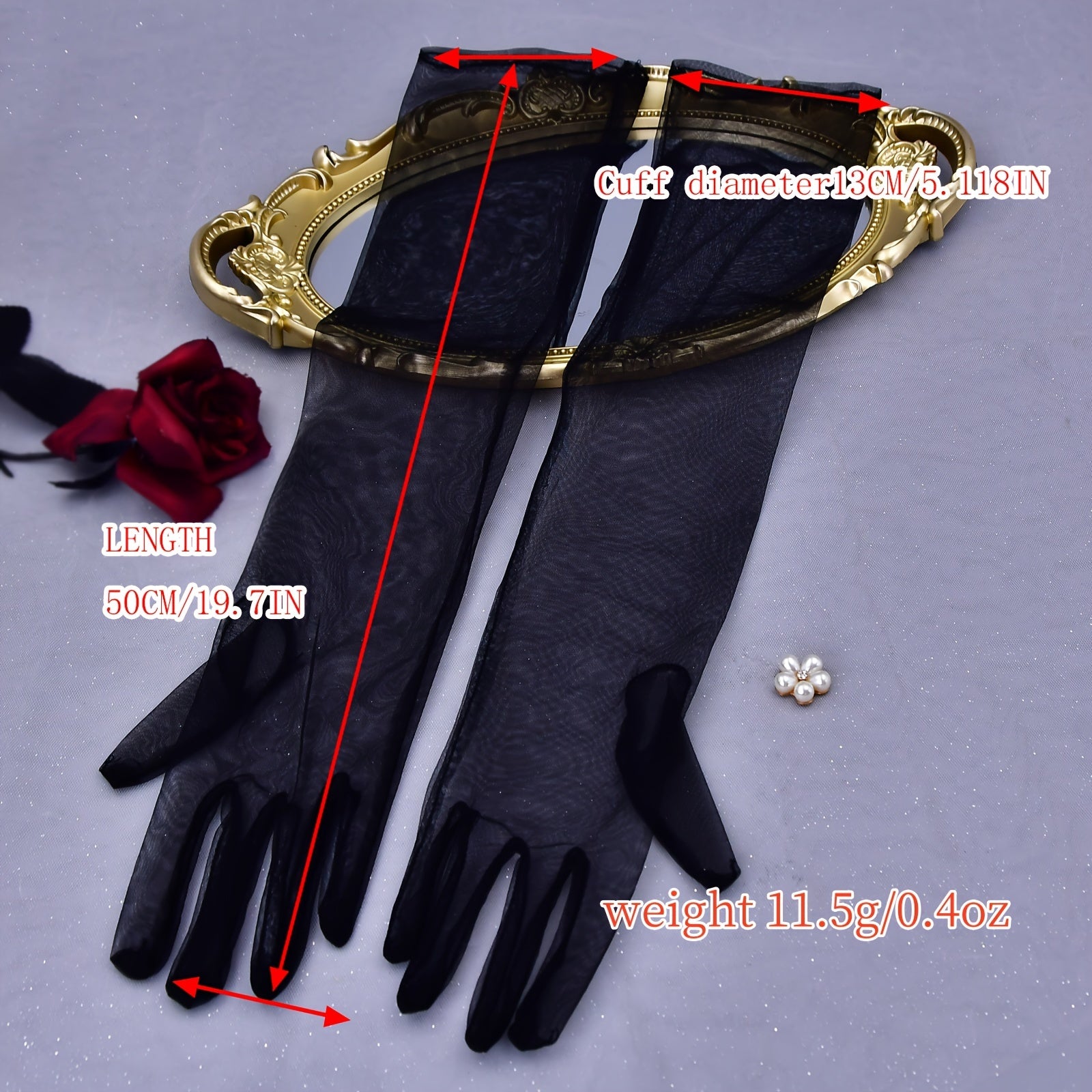 Sheer Full Finger Elbow Gloves for Halloween Parties & Weddings