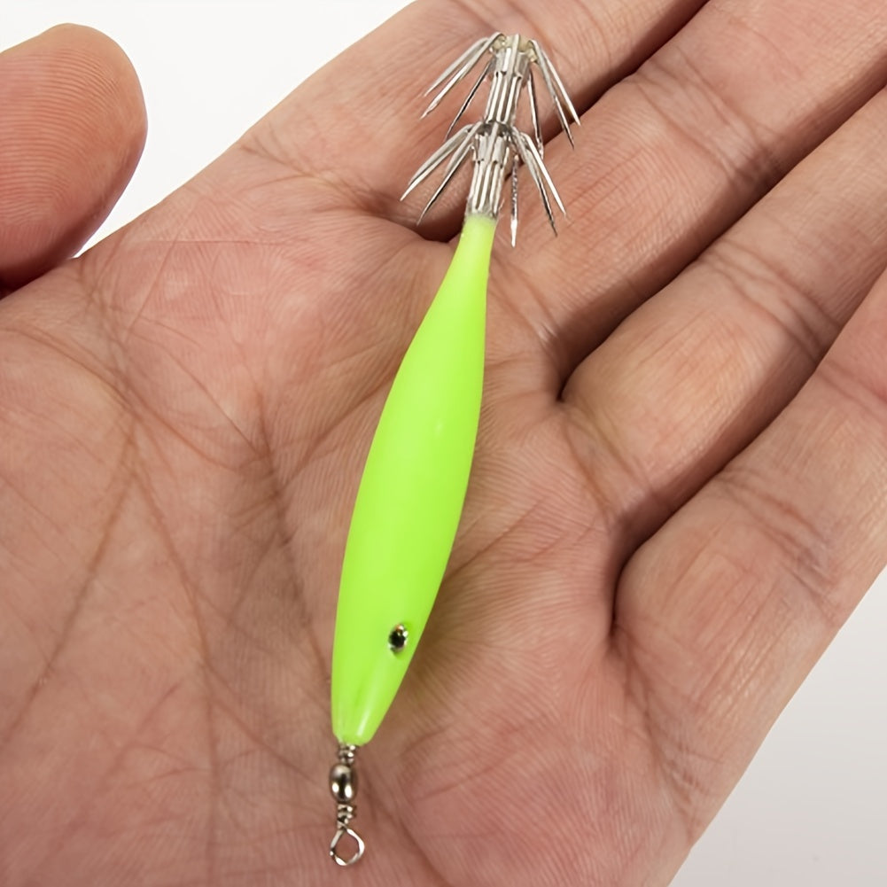 5pcs Luminous Squid Jig Bait with Squid Hook Fishing Tackle