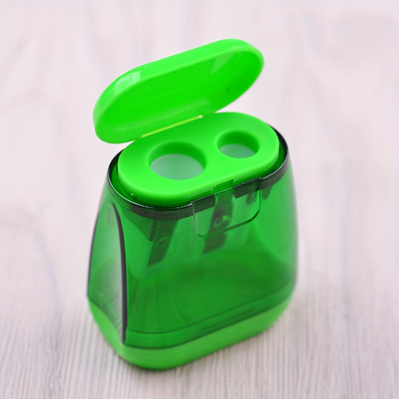 Plastic Double Hole Pencil Sharpener with Cover
