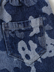 Boys Camo Denim Shorts, Comfortable Elastic Waist, Summer Outdoor
