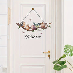 Front Door Welcome Sticker Branch Birds Door Placard Decals