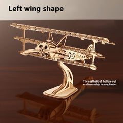3D Wooden Puzzle Two Wing Aircraft DIY Craft Plane Model Christmas Gift