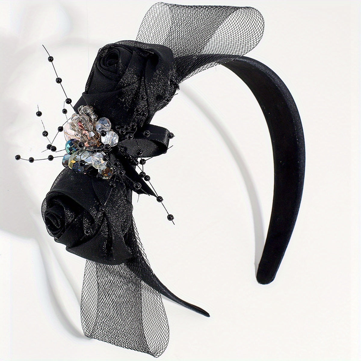 Crystal Beaded Wide Headband for Wedding Bridal Hair