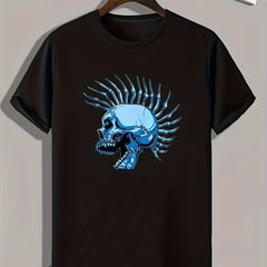 Skull Pattern Men's Sports T-Shirt - Stylish Graphic Tee for Fitness Activities