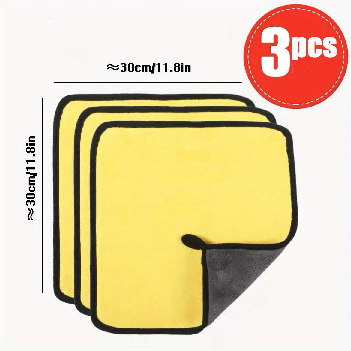3pcs Thickened Car Wash Towels Absorbent Microfiber Cleaning Scrubbers