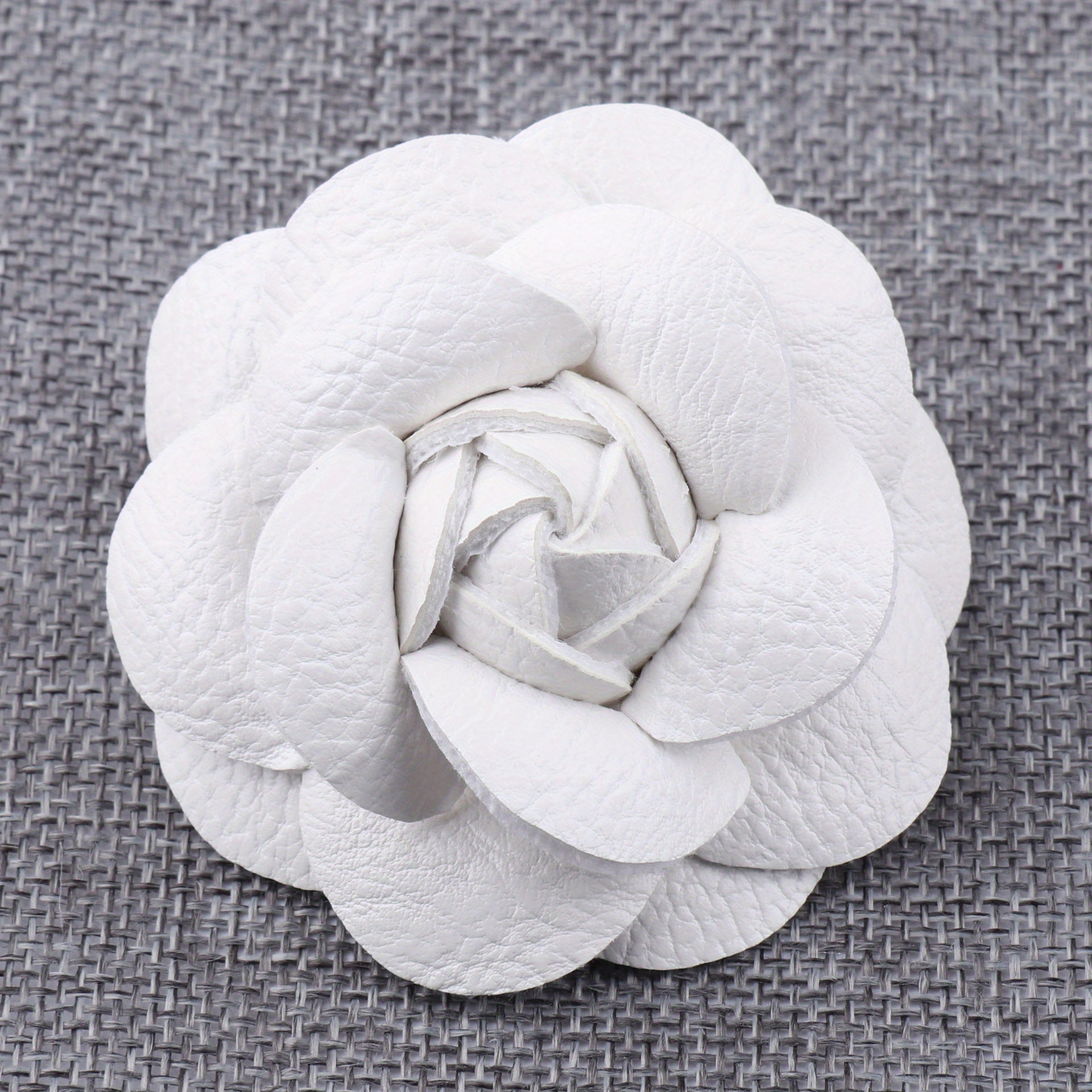 Unisex PU Leather Camellia Flower Boutonniere Stick Brooch Pin