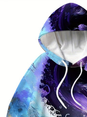 Sea Wave 3d Print Men's 2pcs Hoodie & Sweatpants Set for Autumn Winter