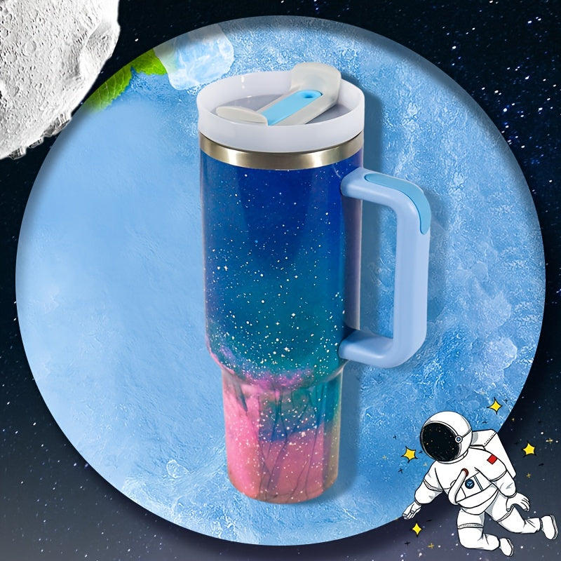 40oz Stainless Steel Water Cup w/ Handle & Straw, Vacuum Insulated, Leakproof