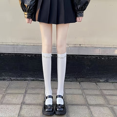 2 Pairs College Style Knee High Socks Women's Stockings
