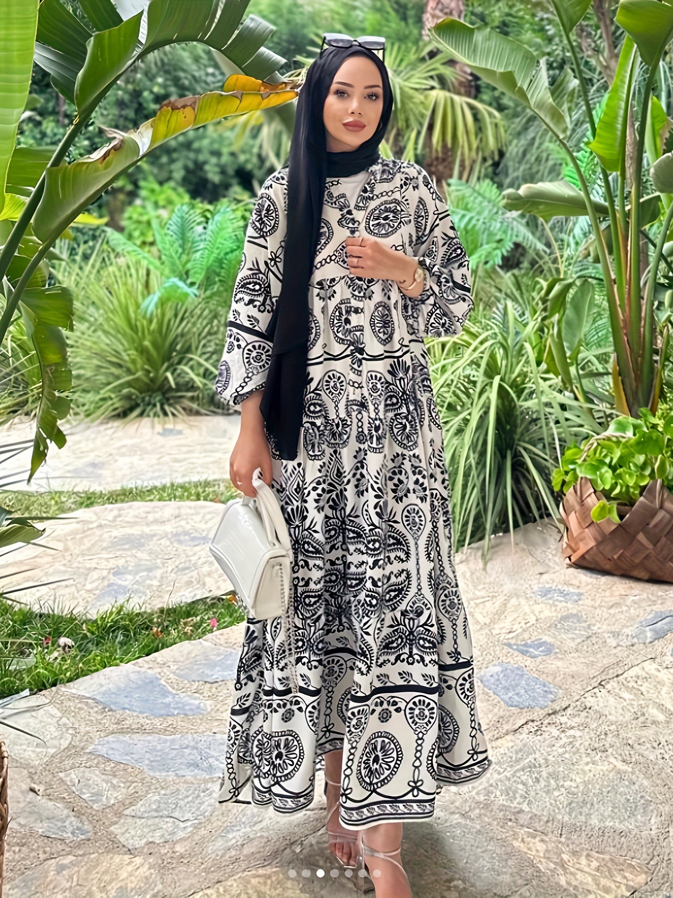  Casual Kaftan Dress Women's Plus Paisley Floral Print Maxi Dress