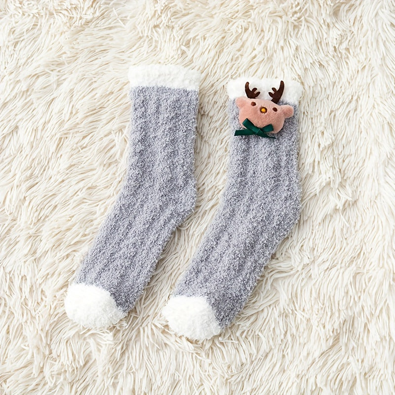 3 Pairs Dolls Decor Fuzzy Socks Women's Stockings & Hosiery