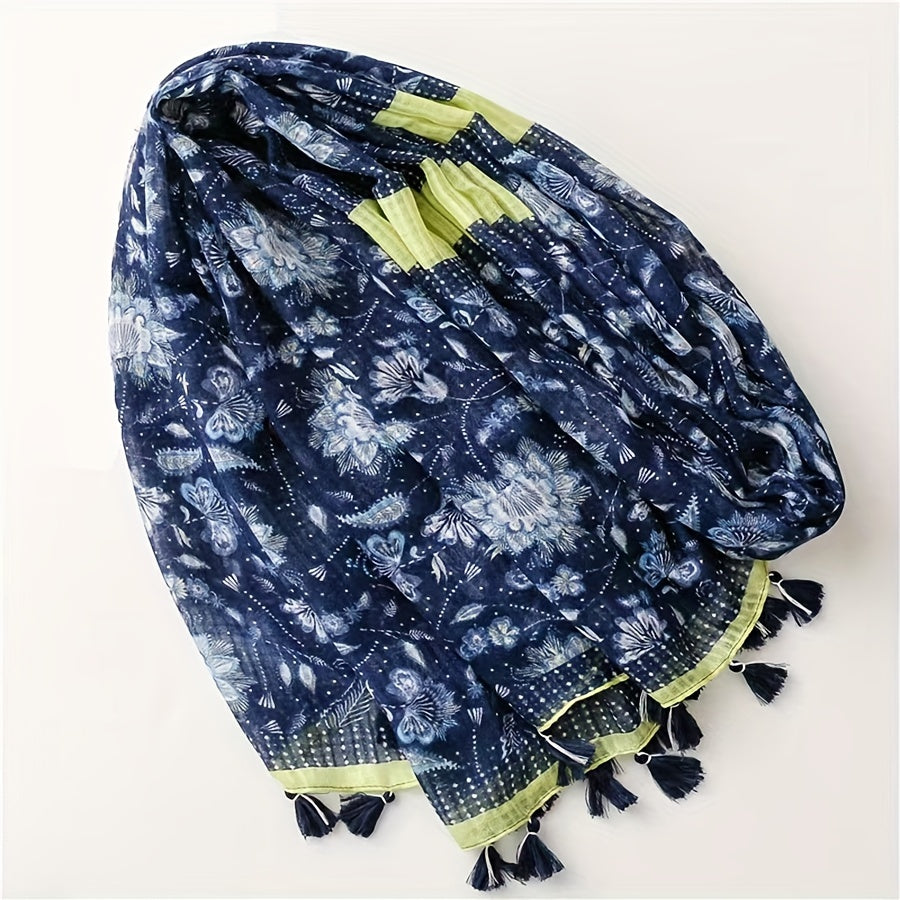 Fringed Scarf Long Retro Sunscreen Bandana Travel Windproof Beach Towel