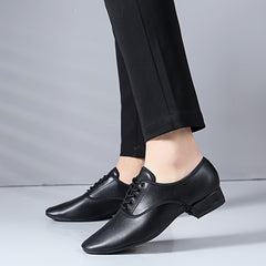 Men's Low Heel Point Shoes Comfy Lace Up Dance Shoes