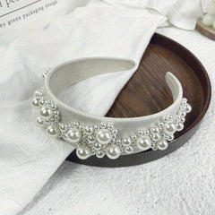 Faux Pearl Headband Wide Brim Headdress Hair Accessories For Women