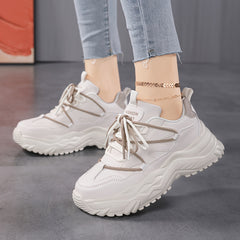 Women's Faux Leather Chunky Sneakers Casual Lightweight Running Shoes