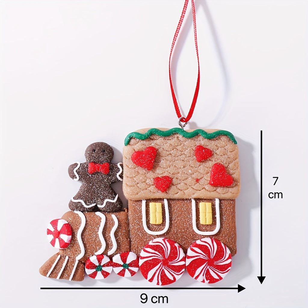 Small Car Christmas Soft Pottery Mud Scene Arrangement Pendant