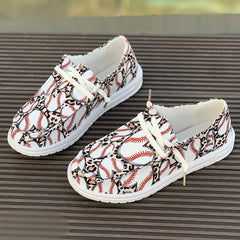 Baseball Pattern Lace-up Skateboard Shoes