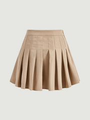 Kpop Khaki Pleated Skirt Hot Girl College Style Preppy Casual Top