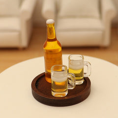 Dollhouse Food Play Beer Cup Wine Bottle Tray Model DIY