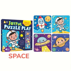 Space Theme Jigsaw Puzzles for Kids, Educational Toy with Astronaut Planets