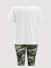  Camo One Shoulder Top & Biker Shorts Set