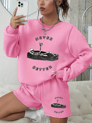  Halloween 2pcs Set Women's Plus Graphic Print Sweatshirt & Shorts