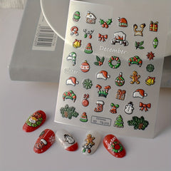 5D Christmas Nail Art Stickers Snowflake Snowman - Self Adhesive Nail Decals