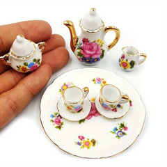 8pcs 1 12 Dollhouse Porcelain Tea Set Dish Cup Plate
