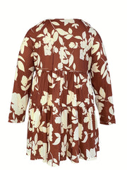  Floral Print Loose Fit Smock Mini Dress
