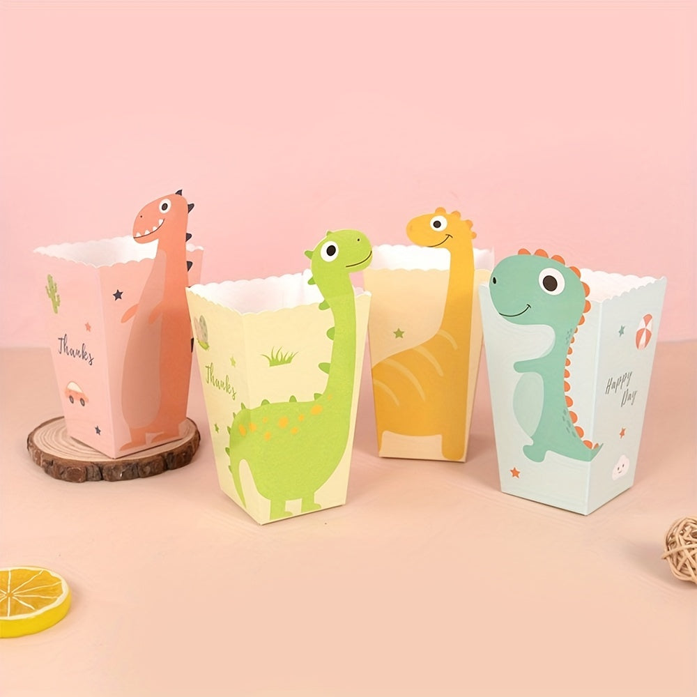 12 Pcs Dinosaur Popcorn Box Candy Cookies Packaging Bag