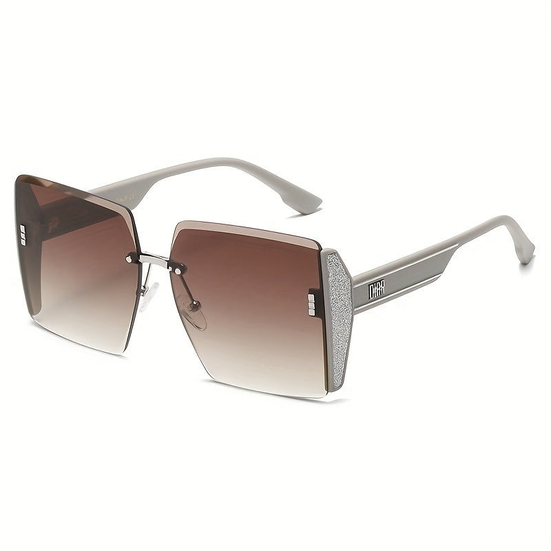 Men's Rimless Sunglasses Large Frame Sunglasses for Street Photography