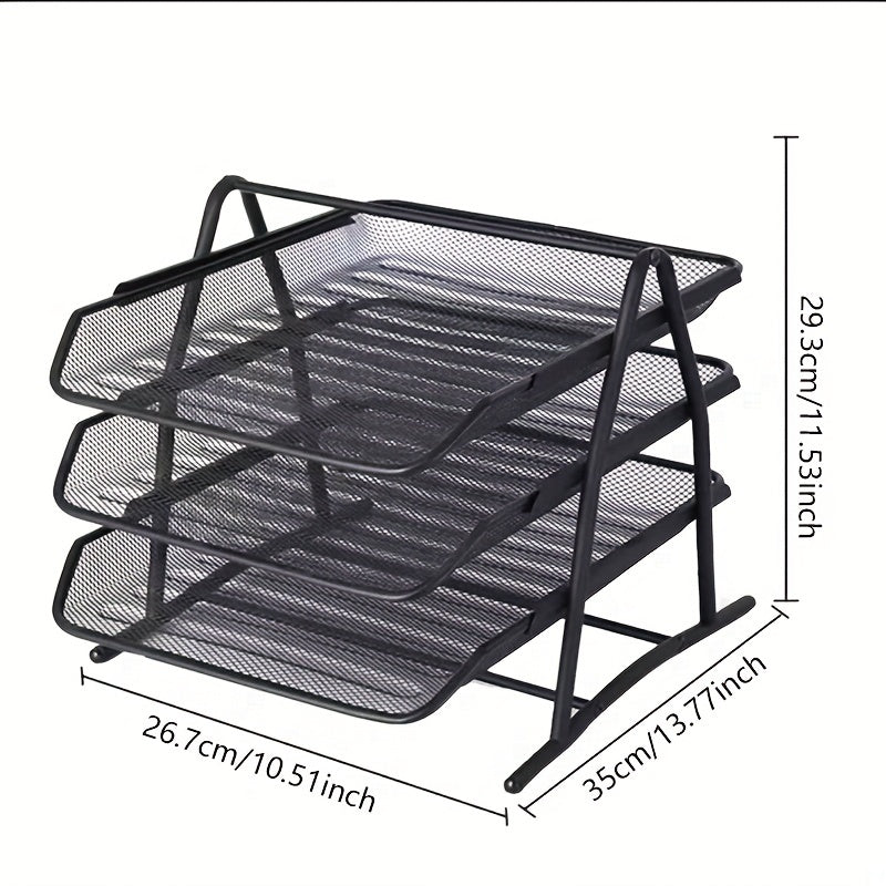 Three-Layer Metal File Folder Storage Box A4 Size