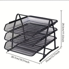 Three-Layer Metal File Folder Storage Box A4 Size