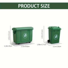 2pcs Green Garbage Bins for Dollhouses Compact Recycling Trash Cans with Lids