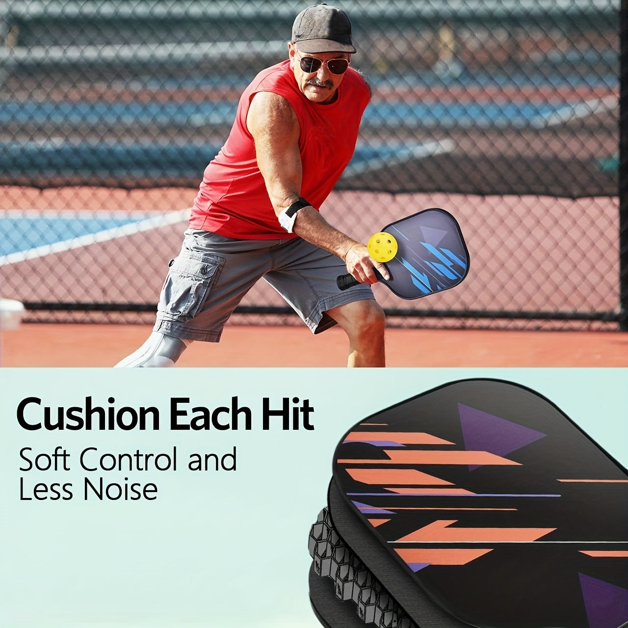 Lightweight Pickleball Paddle With Fiberglass Surface