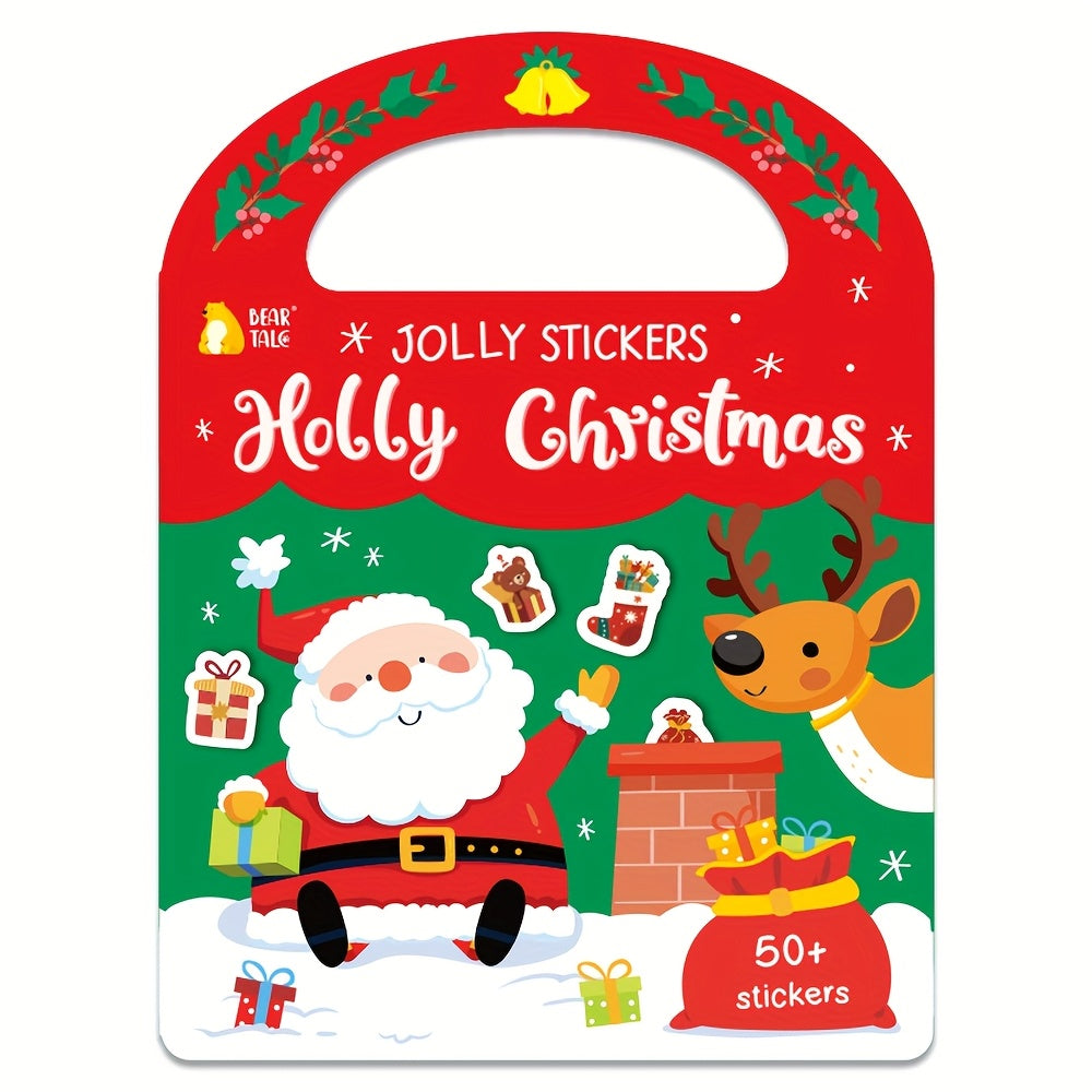 50 Christmas Stickers Waterproof Double Sided Santa Deer & Holiday Designs