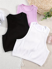 Ribbed Crop Tank Top Set for Summer
