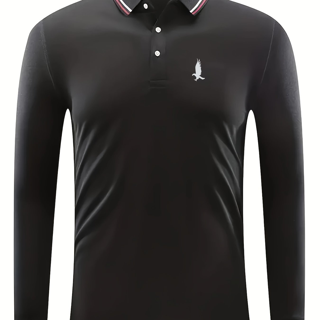 Eagle Pattern Men's Casual Long Sleeve Polo Shirt