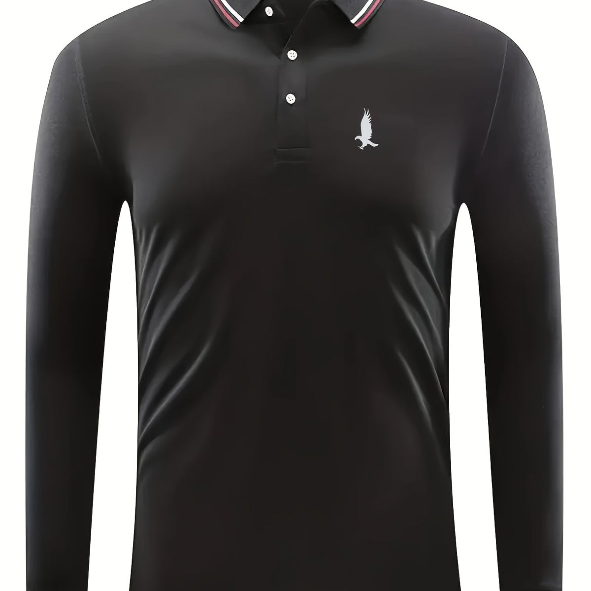 Eagle Pattern Men's Casual Long Sleeve Polo Shirt