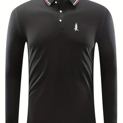Eagle Pattern Men's Casual Long Sleeve Polo Shirt