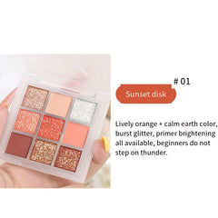 9-Color Eyeshadow Palette Brown Tone Portable Cosmetics