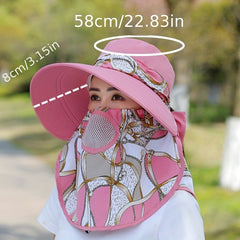 Breathable Wide Brim Sun Hat with Neck Gaiter UV Protection Bucket Hat